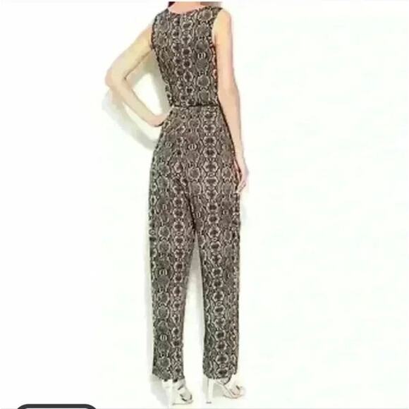 Calvin Klein Snakeskin Mob Wife Glam Drawstring Straight Leg Jumpsuit SZ 14 - Picture 2 of 14